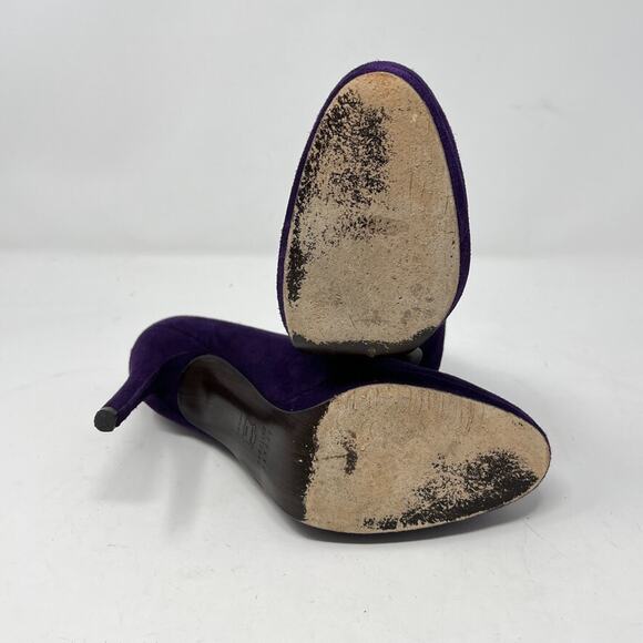 Stuart Weitzman Women's 9 Purple Suede Round Toe Pumps 4.5" Heels - Picture 7 of 10